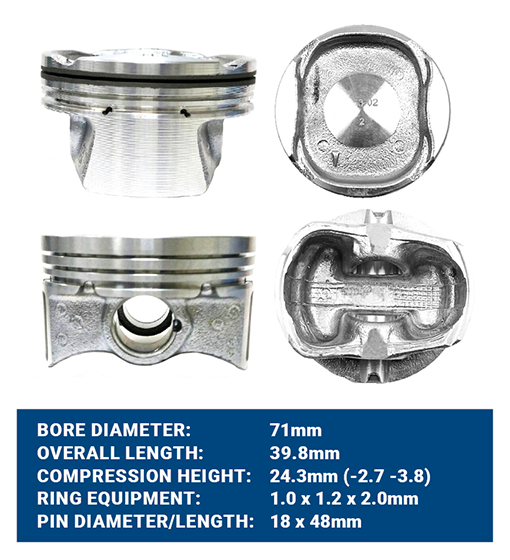 PISTON SET RENAULT KWID/TRIBER 1.0 B4D (W/O RINGS)