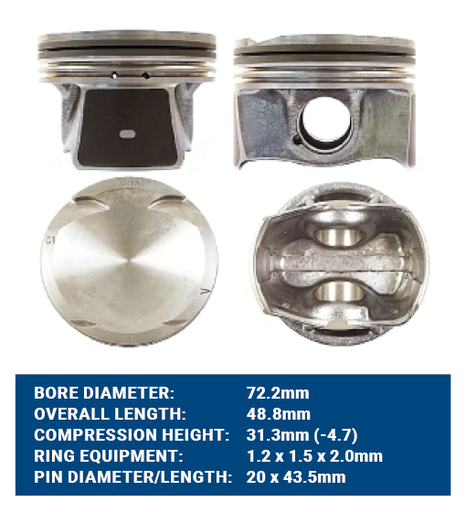 PISTON SET RENAULT CLIO/SANDERO/CAPTUR 0.9 H4B 2013- (WITH RINGS)