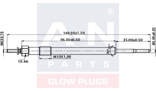 [AN149038 GP66731AL Y-1045AS Y1045AS GP56] GLOW PLUG FORD RANGER 2.2D T6